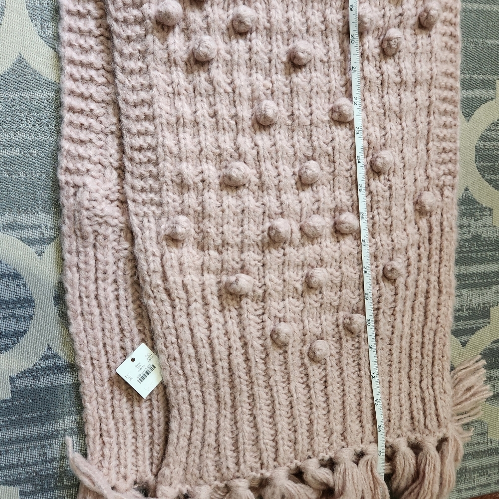 NEW J. Crew Chunky Knit Bobble Scarf - Iced Blush - Picture 4 of 9